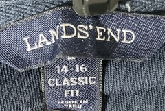 Lands’ End Boys Polo Shirt Blue L 14-16 Long Sleeve Uniform School Top