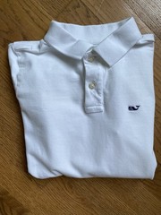 Vineyard Vines Kid Boys Solid White Shirt Stretch Pique Long Sleeve Polo 8-10