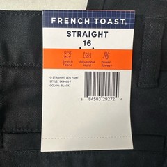 French Toast Boys Straight Fit School Uniform Pant Size 16 Black Chino Adjustabl