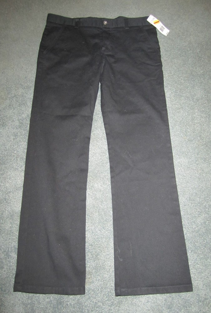 NWT Boys Chaps Black Stretch Uniform Pants Sz 16 Husky FREE SHIPPING