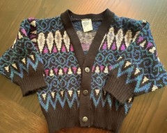 Vtg French Toast Boys Navy Cardigan Sweater, 4t Button Front, School Geometric