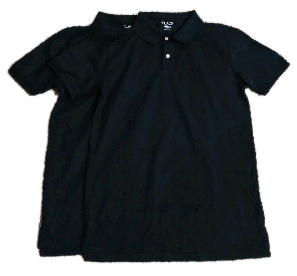 Set Of 2 The Children’s Place Size 2XL 16 Black Short Sleeve Polo Shirt