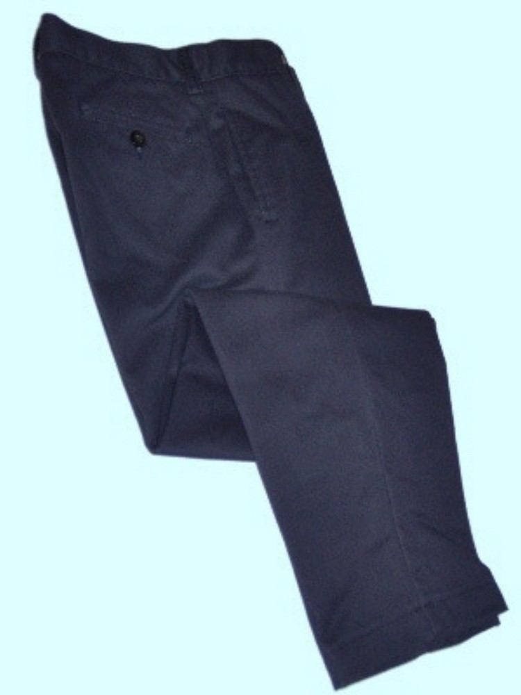 LANDS END Navy School Uniform Plain Front Chino Pants Boys 8 Slim NEW