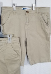 Old Navy Boys Built-In Flex Straight Uniform Shorts Blue/Beige Size 14 Lot of 3