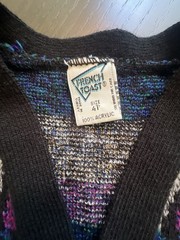 Vtg French Toast Boys Navy Cardigan Sweater, 4t Button Front, School Geometric