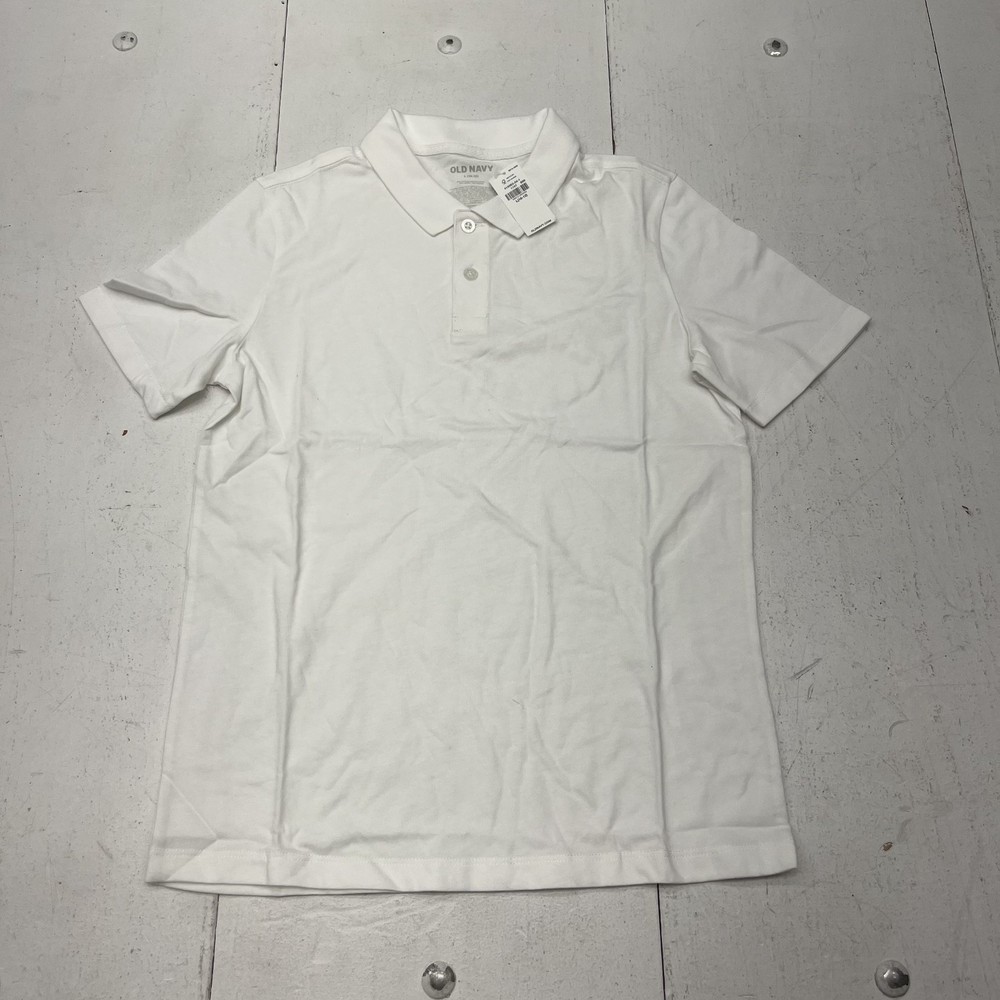 Old Navy White School Uniform Jersey Short Sleeve Polo Boys Size Large NEW