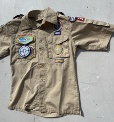 Kid’s Boy Scouts of America Shirt Beige Uniform Official M Chief Outdoors Camp