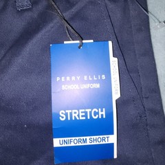 New* Perry Ellis Boys School Uniform Stretch Shorts Size 18 Navy Blue