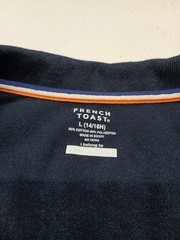 French Toast Boys School Uniform Long Sleeve Pique Polo Shirt, Navy Blue, L