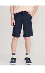 Old Navy Boys 20 Plus Blue Built-In Flex Twill Straight Uniform At Knee Shorts