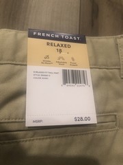 NWT French Toast Boys School Uniform Pull-On Relaxed Fit Pants Sz 18 ——773——