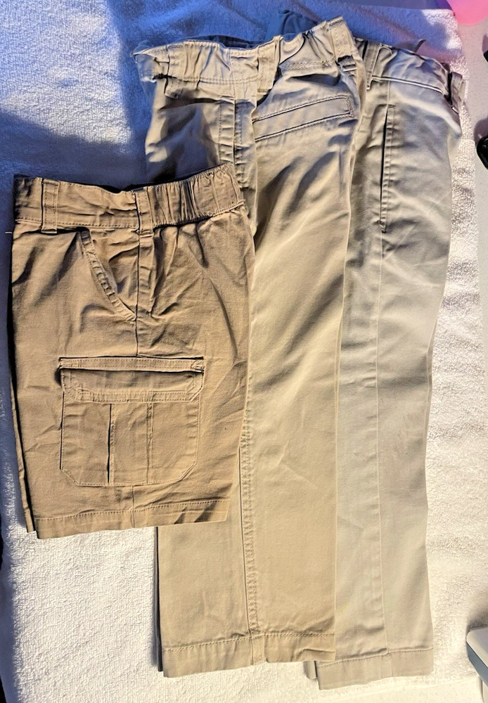 Lot of Boys size 5 Khaki School Uniform Pants & Shorts Old Navy, Geranimals + 1