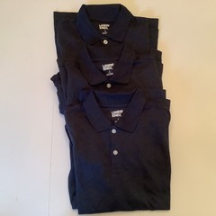 3 Lands End Boys L 10-12 Navy Long Sleeve Polo Shirt Uniform 100% Cotton NEW