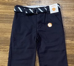NWT-GYMBOREE Boys Navy Blue School Uniform Pants W/ Belt ADJ Waist SZ 4