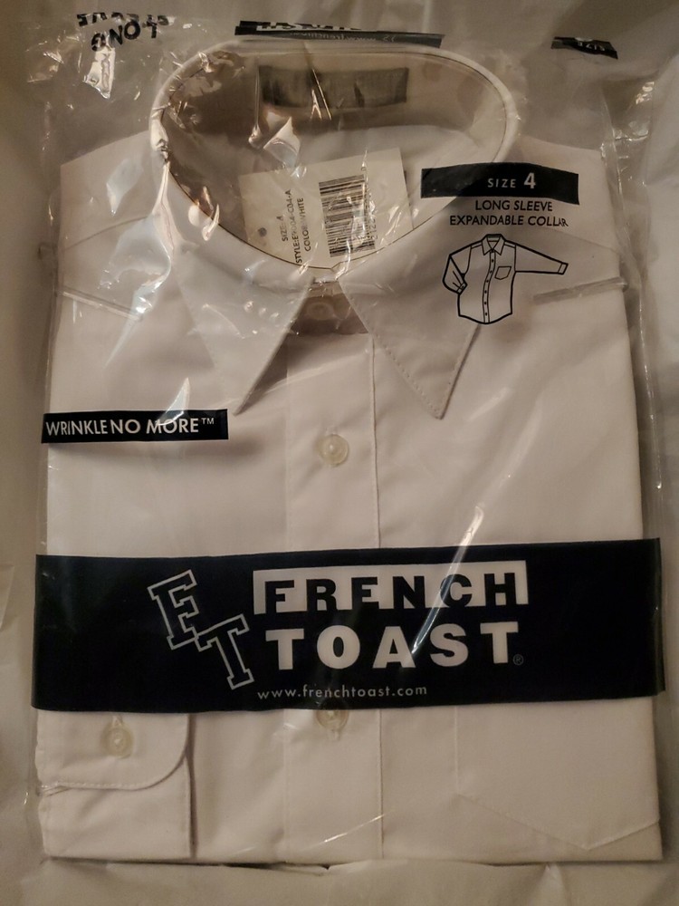 French toast school uniform boys long sleeve dress shirt expandable collar size4