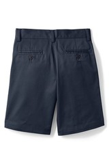 LANDS END Navy School Uniform Plain Front Blended Chino Shorts Boys 18 NEW