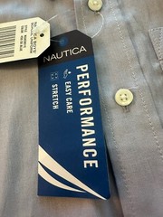 Nautica boys Button Down Shirt Blue Oxford Size 6 L Short Sleeve