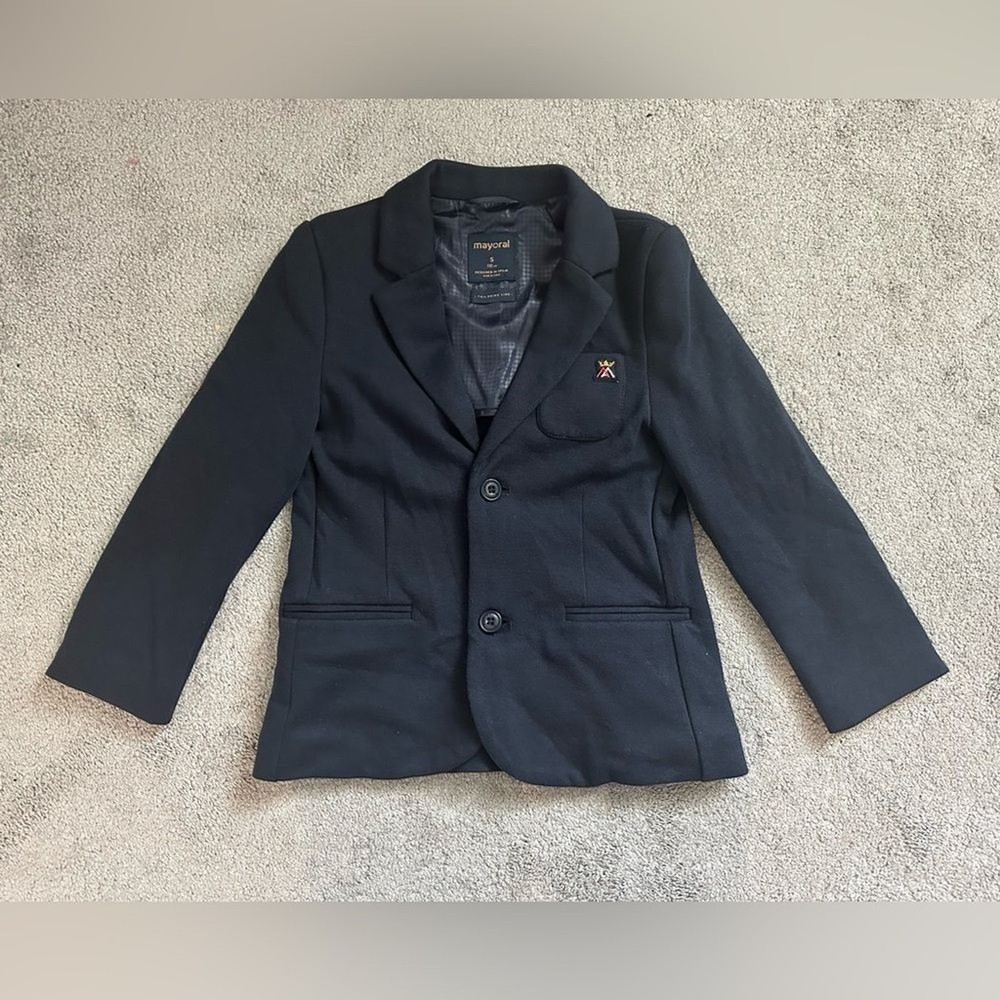 Mayoral Long Sleeve Knitted Blazer Boys Size 5 Navy Blue