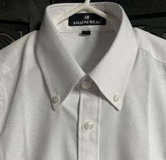 Young boys white Oxford button down collared uniform shirt slim S long sleeve
