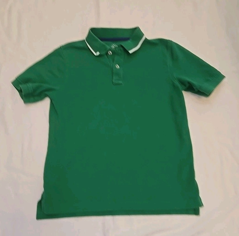 Lands’ End boy’s Short Slv Green Mesh Polo Shirt M 10-12yrs