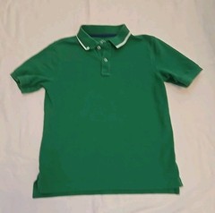 Lands’ End boy’s Short Slv Green Mesh Polo Shirt M 10-12yrs