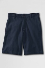 LANDS END Navy School Uniform Plain Front Chino Shorts Boys 8 NEW