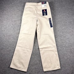 Chaps Pleated Front Pants Boys 12 Regular Cement Tan Schoolwear Adjustable Waist