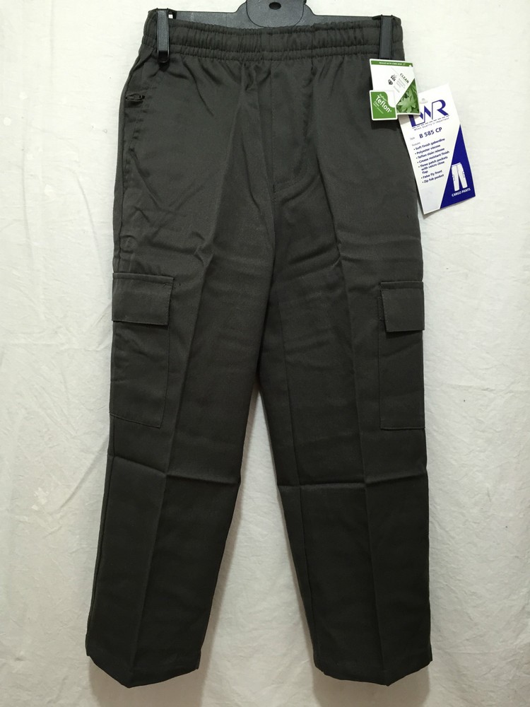 BNWT Boys Sz 4 LWR Brand Dark Grey Elastic Waist Cargo Side Pocket School Pants