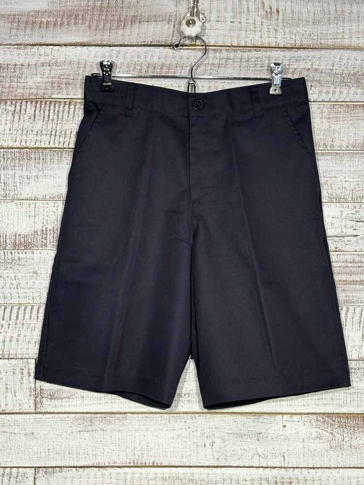 ✏️ REAL SCHOOL Boys Size 12H Flat Front Shorts School Uniform Navy Blue Durable