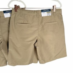 New 2 Pairs Nautica Shorts Boys 14H Husky Tan Khaki School Uniform Adj Waist