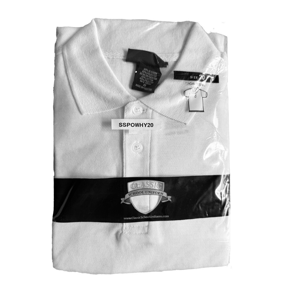 School Uniform Short Sleeve Pique Polo Shirt Youth Size 20 White Unisex