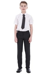 Boys ex BHS Slim Fit Skinny Grey Adjustable Waist Black School Trousers