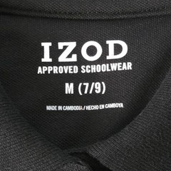 IZOD Approved Schoolwear Polo Shirt Black Youth M 7/9 Short Sleeve Uniform New