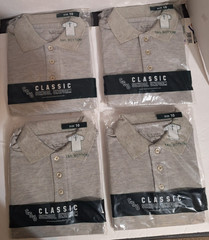 Lot of 4 Boys Gray Classic School Uniform SS Pique Polo Shirts Size 10 NIP