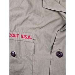 Vintage Boy Scouts of America Shirt Kids L Green Short Sleeve Patches Light Read