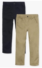 2 Pack Toddler Straight Chino Pants Relaxed Stretch Size 10 Husky Navy Khaki NEW