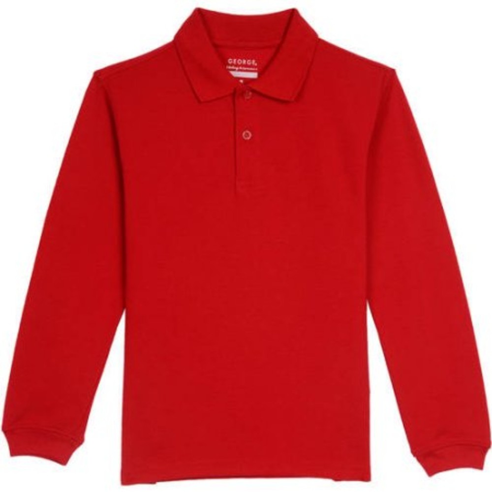 George Kids School Uniforms Long Sleeve Pique Polo Shirt Size S (6-7)