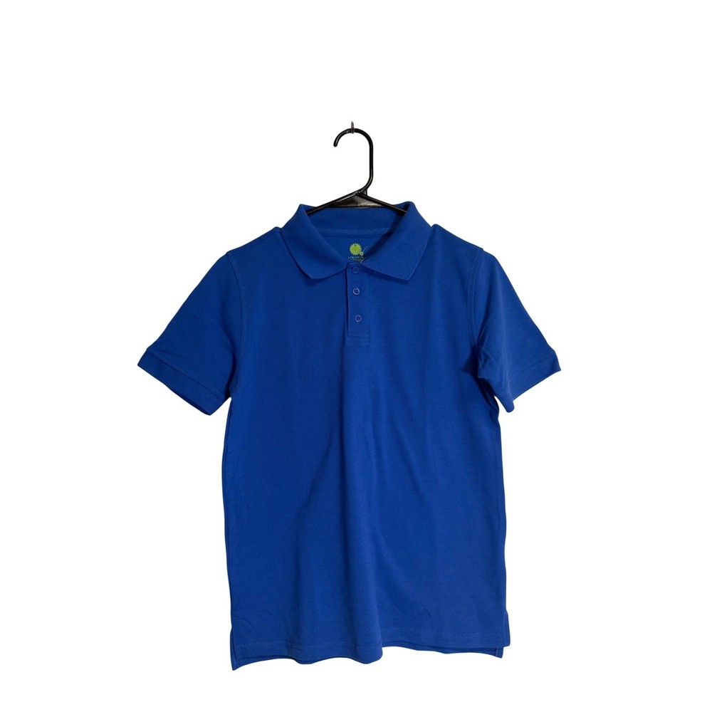 Real School blue short sleeve shirt youth large unisex pique polo