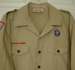 Boy Scout of America Uniform Shirt Youth 2XL Khaki Beige BSA Brown Buttons