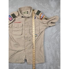 Boy Scouts of America Shirt Youth L Tan Vented Short Sleeve Patches Las Vegas