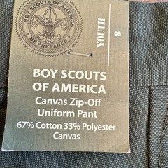 Boy Scouts Uniform Cargo Pant Youth 8 W25xL26 Green Convertible Shorts NWT