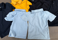 LOT of 6 Boys uniform IZOD,OLD NAVY,GEORGE PERFORMANCE Fabric Polo Shirts 6-7