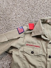 Vintage Boy Scouts Of America Shirt Boys Large Brown Official Uniform USA Made