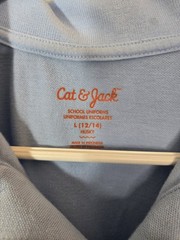 Cat & Jack Boys Uniform Polo Shirt Light Blue L (12/14) Husky Short Sleeve