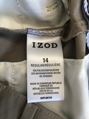 NWT Boy’s Izod Flat Front Stretch Pants Khaki Tan Size 14 Regular Uniform