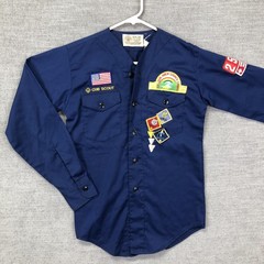 Vintage Boy Scouts Of America Shirt Youth S Blue Cub Scout Uniform Patches 80s