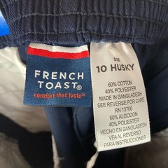 French Toast Shorts Boys 10 Husky Flat Front Bermuda Navy Blue School Uniform