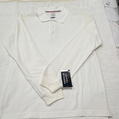 French Toast Boys Long Sleeve Pique Polo Shirt White XL (14/16) Cotton Blend