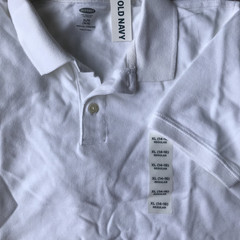 OLD NAVY Boys Short Sleeve Pique Polo Shirt, WHITE XL(14-16) NWT SCHOOL UNIFORM