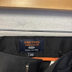NWT Smith’s Boys Uniform Pants Youth Size 20 Black Flat Front Adjustable Waist
